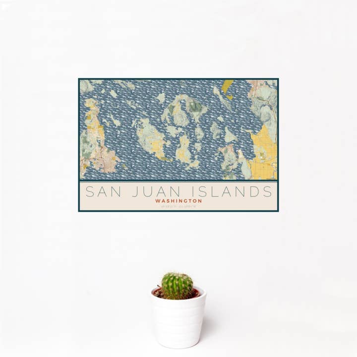 JACE.design - Wholesale Art Print - San Juan Islands WA Map Print Woodblock1