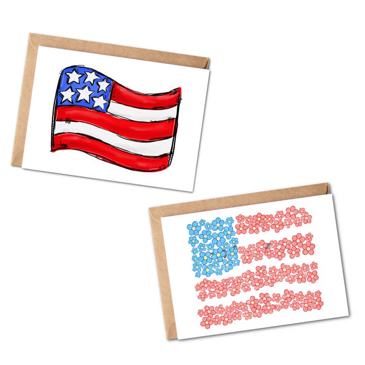 American Flag 4th of July Patriotic Holiday Greeting Card for wholesale by Simply Crafty