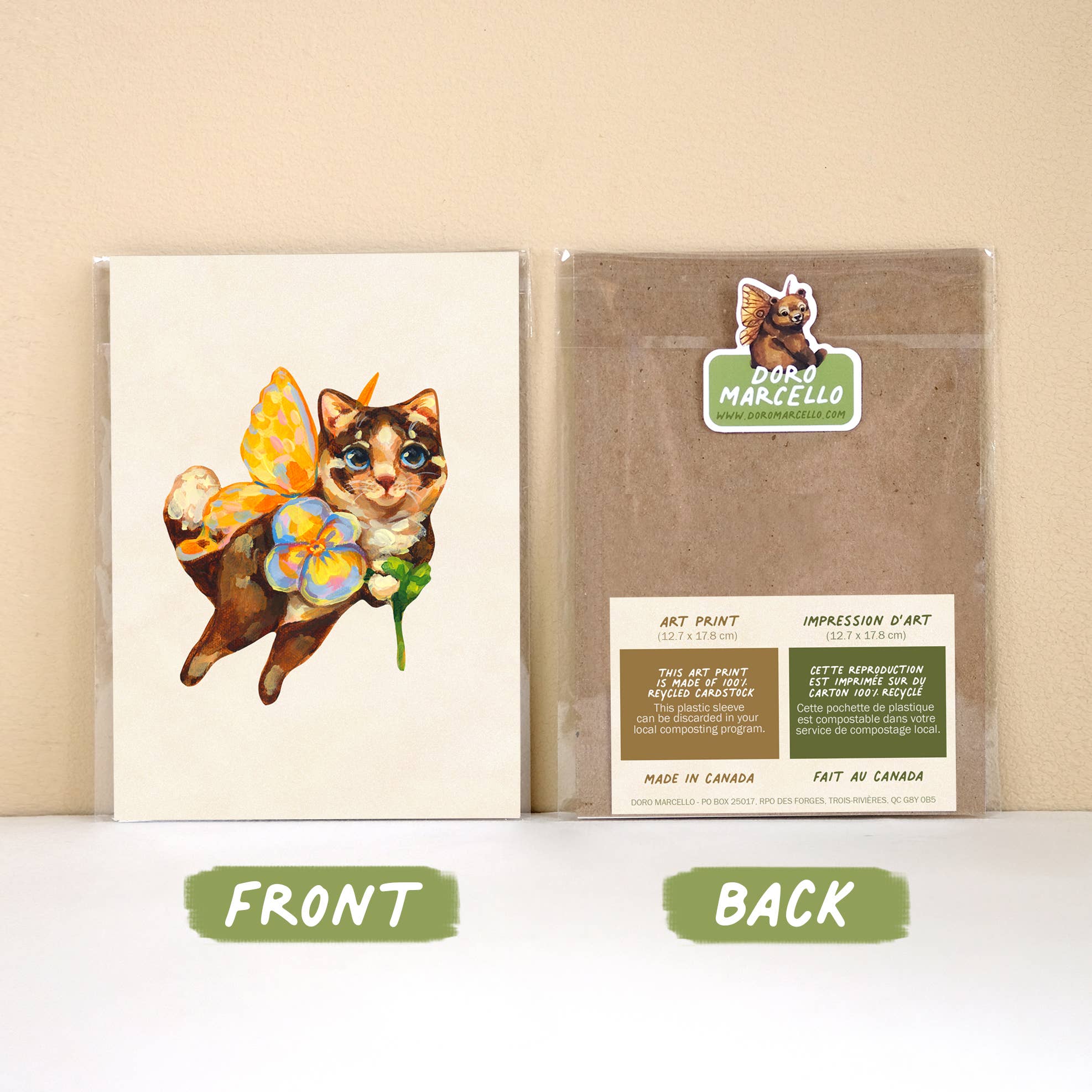 Doro Marcello - Vente Affiche d'art - Impression d'art Chat Féerique | 5x7'' | Art mural animal mignon et fantaisiste3