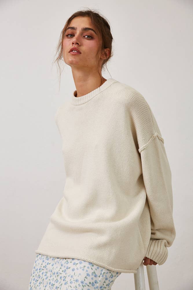 Creamon - Wholesale Pullover-trui - Dames - NSW2569-Ontspannen Boyfriend Fit Trui met Ronde Hals7