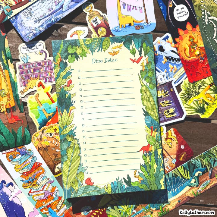 Djungeldinosaurie Anteckningsblock Förhistoriskt Museum Presentbutik Söt för wholesale av Kelly Latham Art