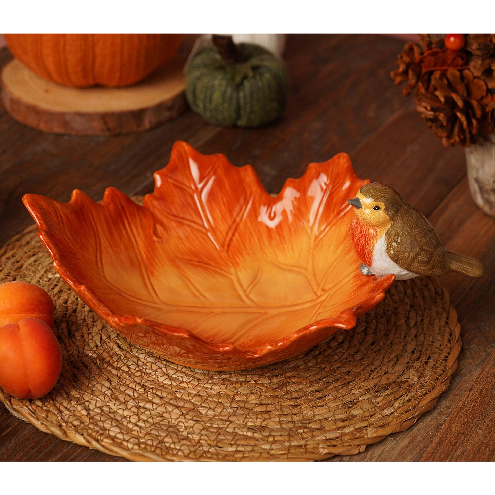 WIDDOP and Co. - Wholesale Serving Utensil - Country Living Robin On A Leaf Serving Bowl6