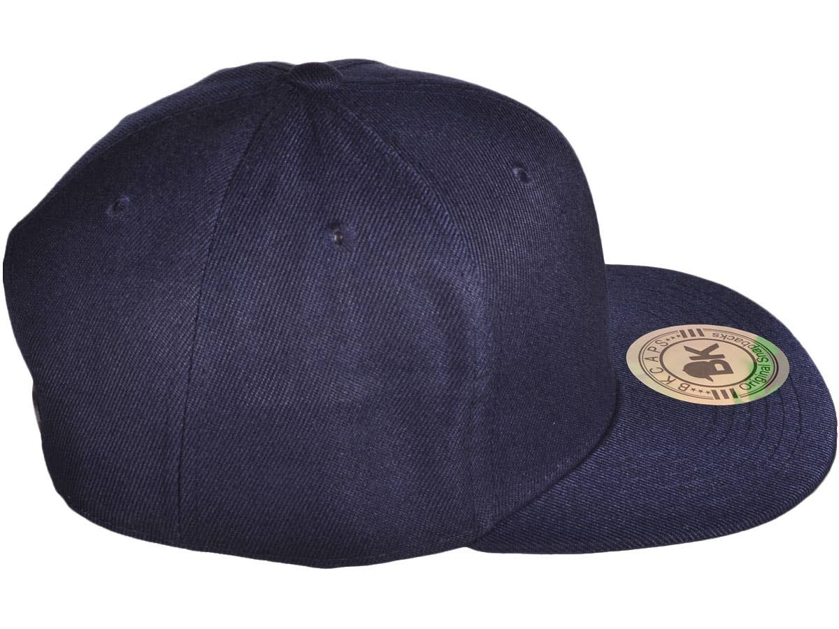 Buck Wholesale - Wholesale Flat Brim Cap - Unisex - Blank Snapback Hats - BK Caps Flat Bill Plain Vintage43