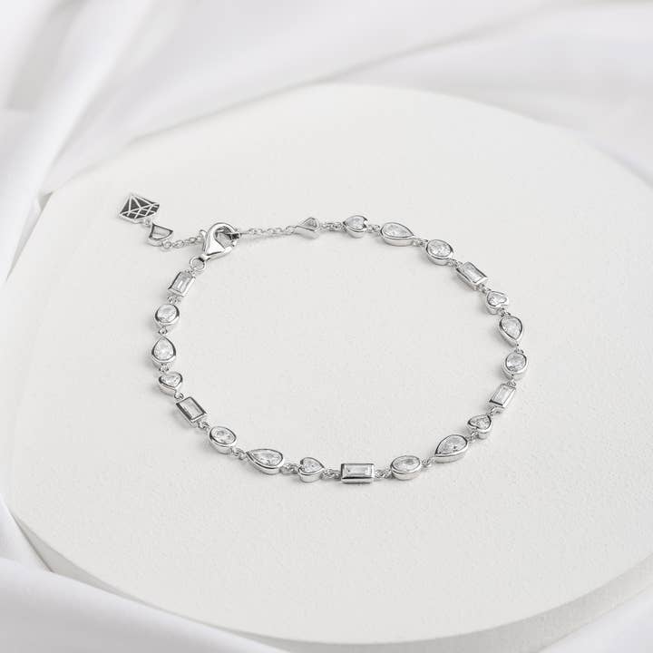 Multi Bezel 925 Sterling Silver Bracelet for wholesale by Wanderlust + Co