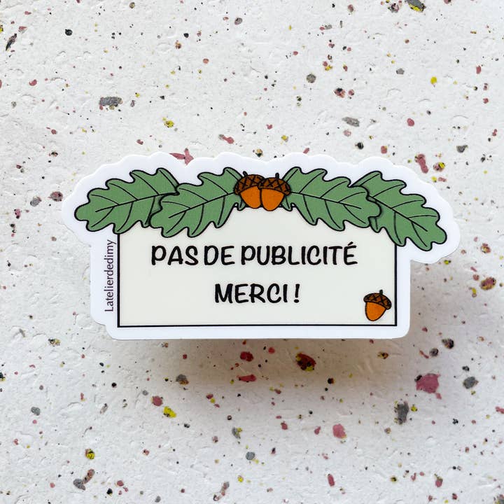 STOP PUB oak leaves sticker, for letterbox for wholesale by L’Atelier de DiMy