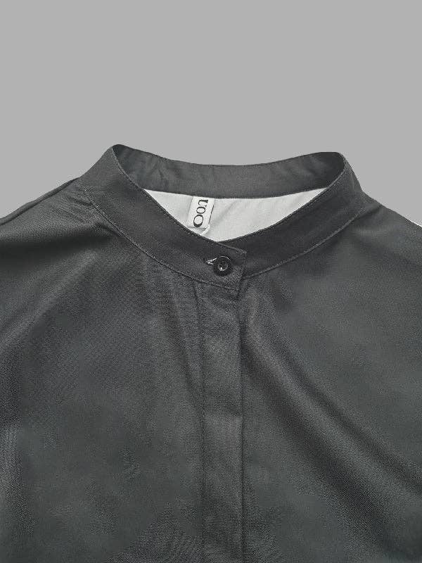 NOIR Manteaux Trench à Manches Longues Amples Imprimés Floraux Plissés à Fente et Col Montant en vente sur Faire8