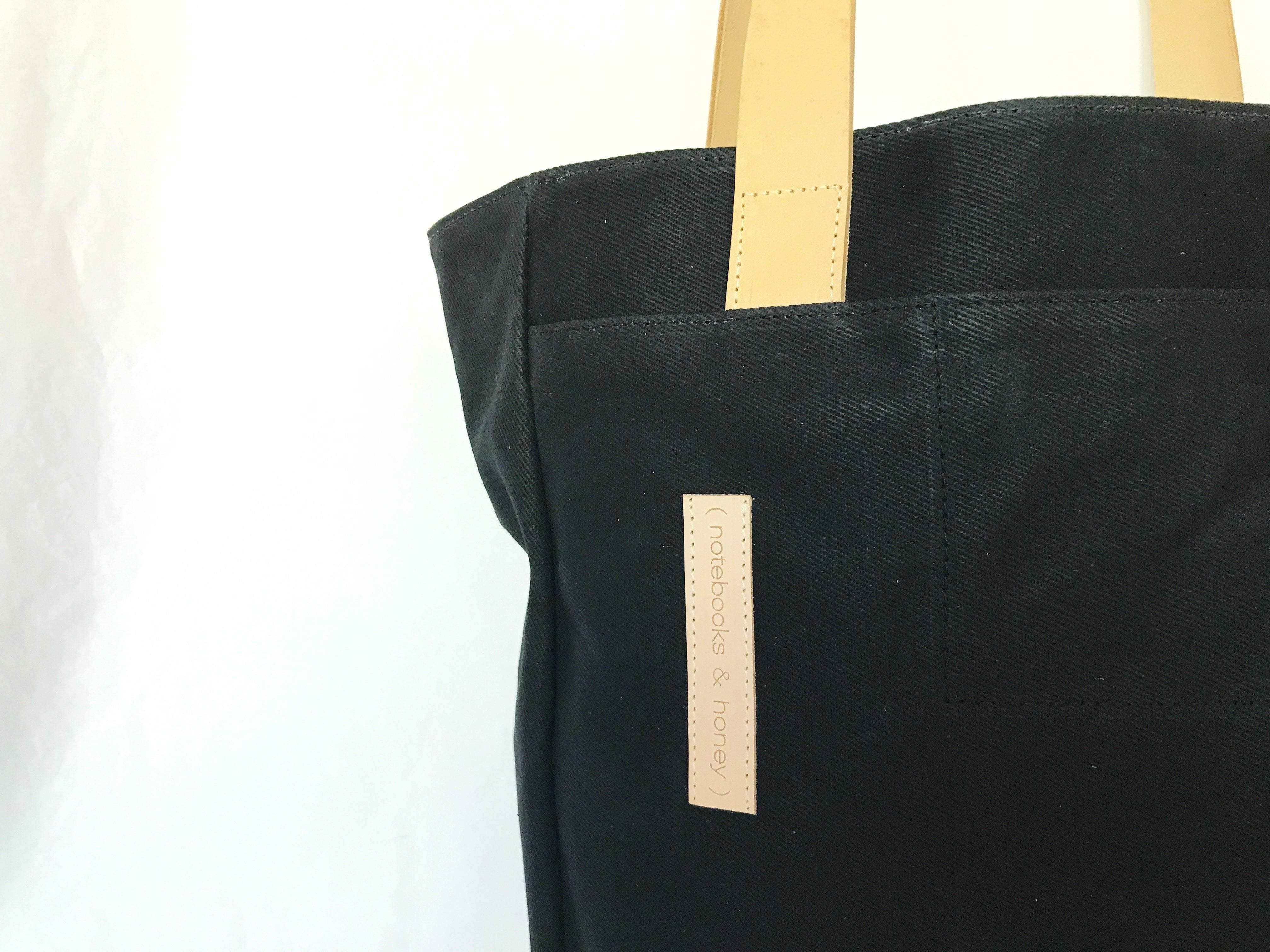 Notebooks & Honey - Wholesale Tote Bag - Women's - The Classic _ Black Waxed Canvas Carryall Tote Bag 4