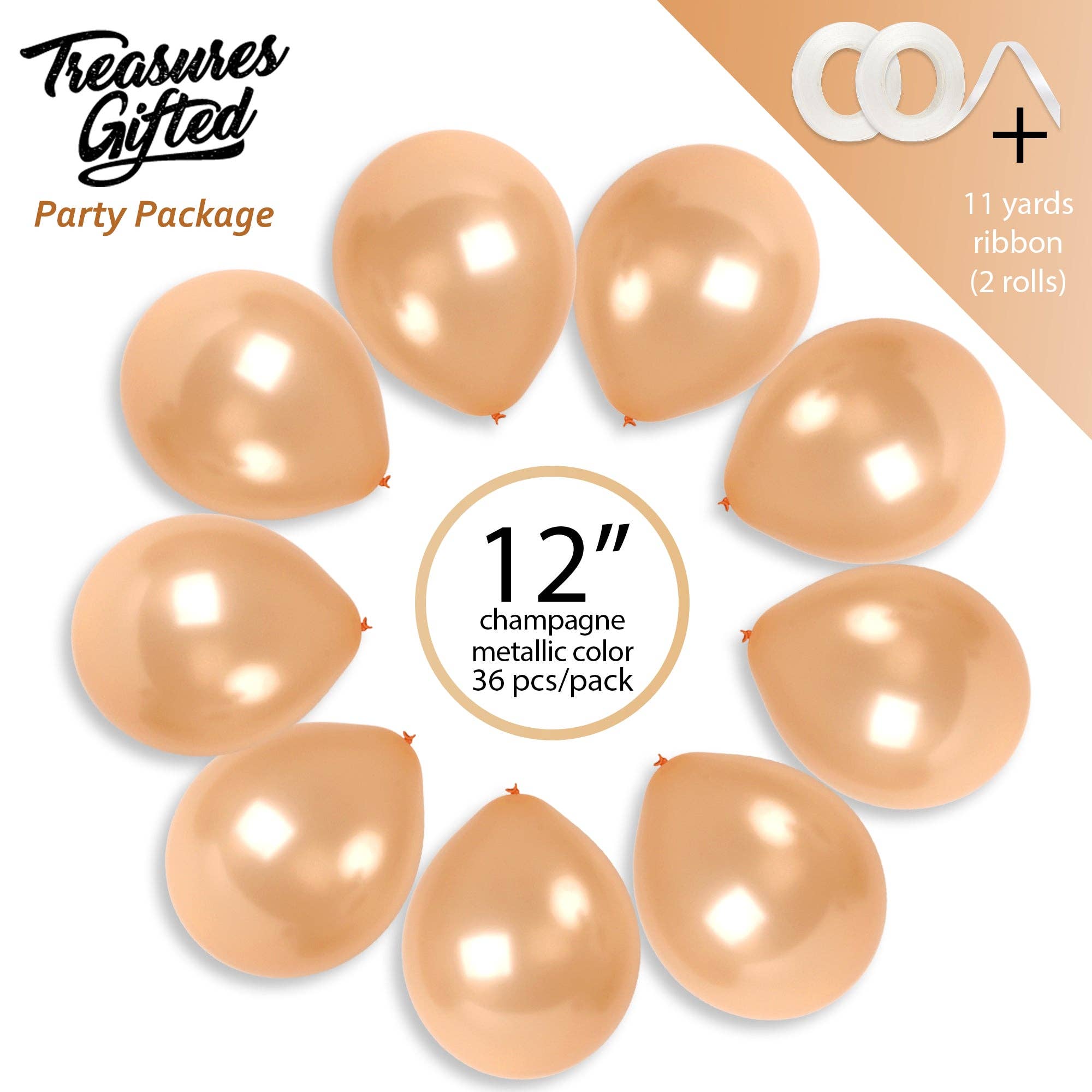 Treasures Gifted - Wholesale Balloon - Pearl Champagne Balloons - 12 Inch Latex Balloons2
