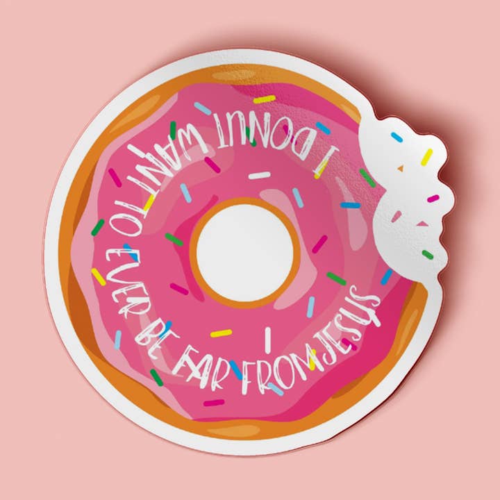 Adhesivo de vinilo Donut Want to Be Far from Jesus para venta al por mayor de Pink Salt Riot