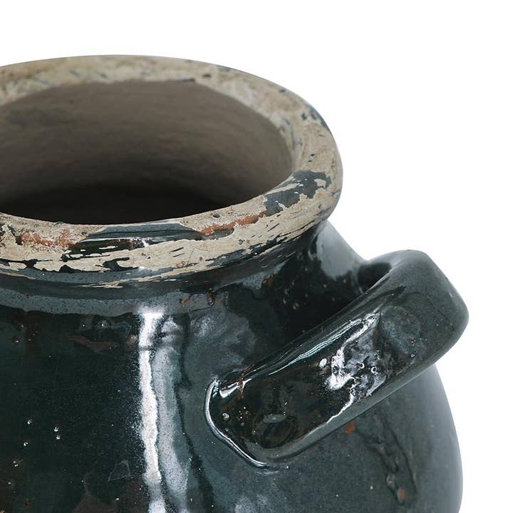 A&B Home Group Inc. - Wholesale Vase - D8x6.7" Green Terracotta Accent Vase with Small Handles4