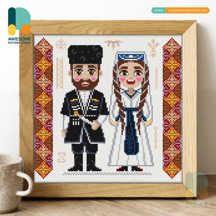 DS2434-120x120 Georgian Clothing, Diamond Painting Kit for wholesale by Awesome Pattern Studio