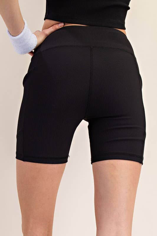 Sunday Morning – wholesale Träningsshorts – Dam – P7663PL37-PLUS SIZE SLIM FIT NYLON RIB 6IN BIKER26