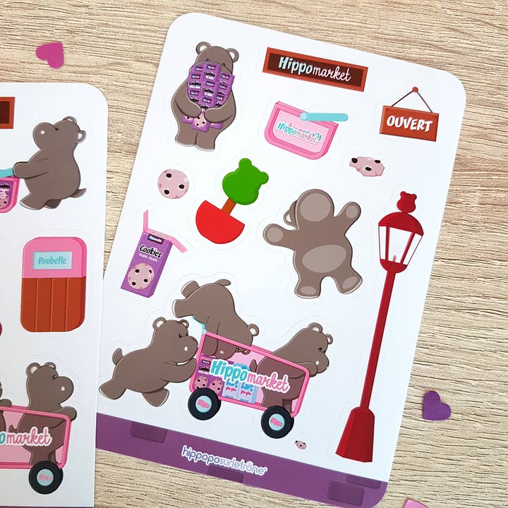 Hippopo sur le trône - Wholesale Sticker - 2 Sticker Sheets - HippoMarket2