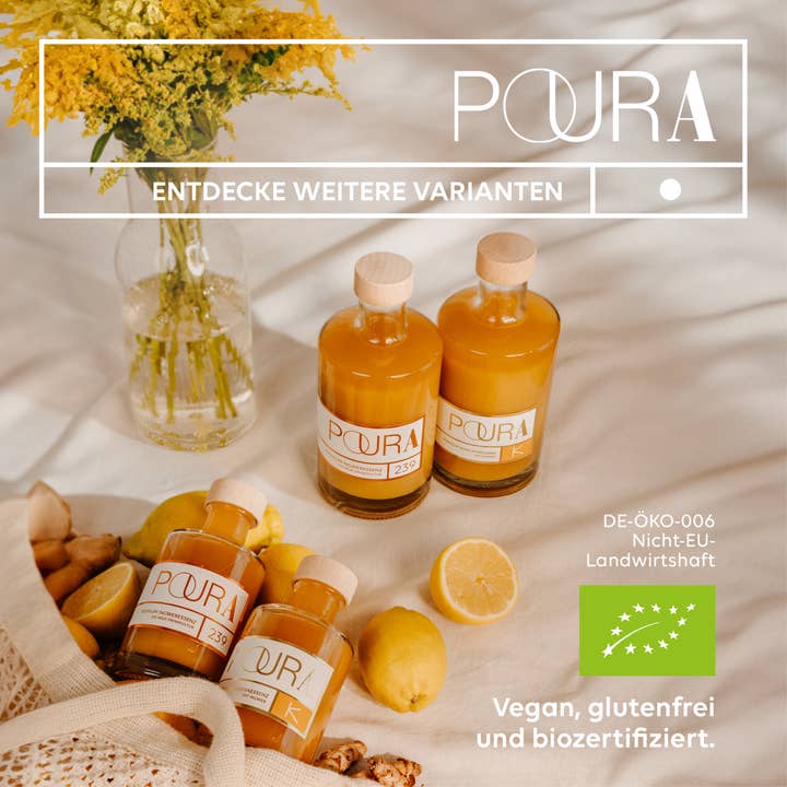 Poura – Großhandel Alkoholfreier Aperitif/Mocktail – Poura Premium BIO Ingweressenz 495ml