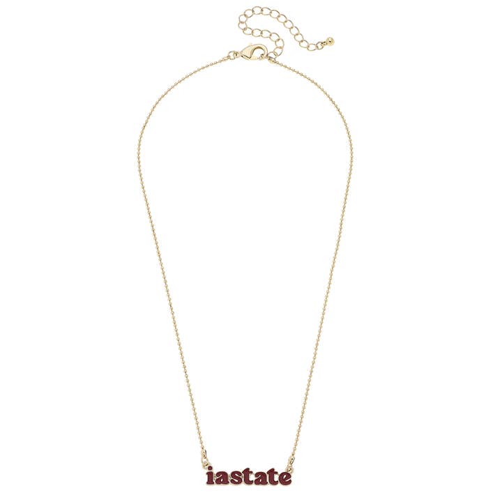 Collier Slogan Iowa State Cyclones en Rouge/Doré Brillant pour la vente par Canvas Style