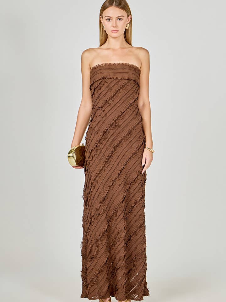 Strapless Ruffled Maxi Dress for wholesale by Endless Rose
