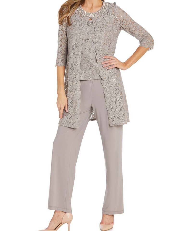 RM Richards Embellished Dressy 3 Piece Pants Set for wholesale by New Yorker's Apparel