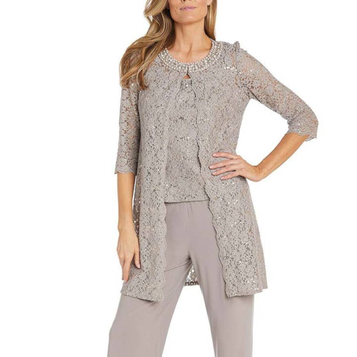 RM Richards Embellished Dressy 3 Piece Pants Set for wholesale by New Yorker's Apparel