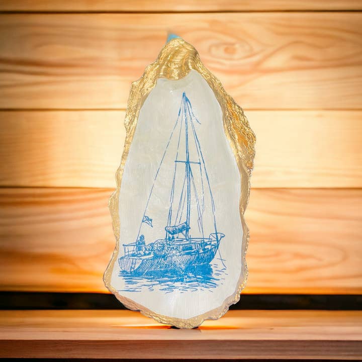 Oyster Shell Trinket Dish, Sailboat Trinket Dish for wholesale by Shells by Shea