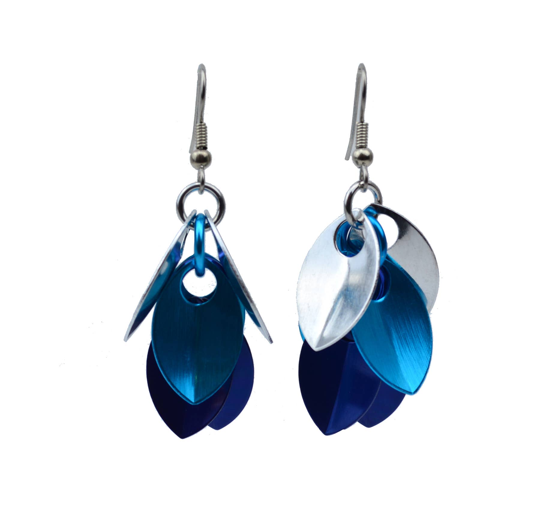 Rebeca Mojica Jewelry - Wholesale Dangle Earrings - Cascading Leaves Short Earrings - Sky