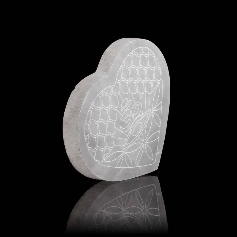 UniArt – wholesale Prydnad – Selenitplatta i hjärtform med gravyr, 14 cm2