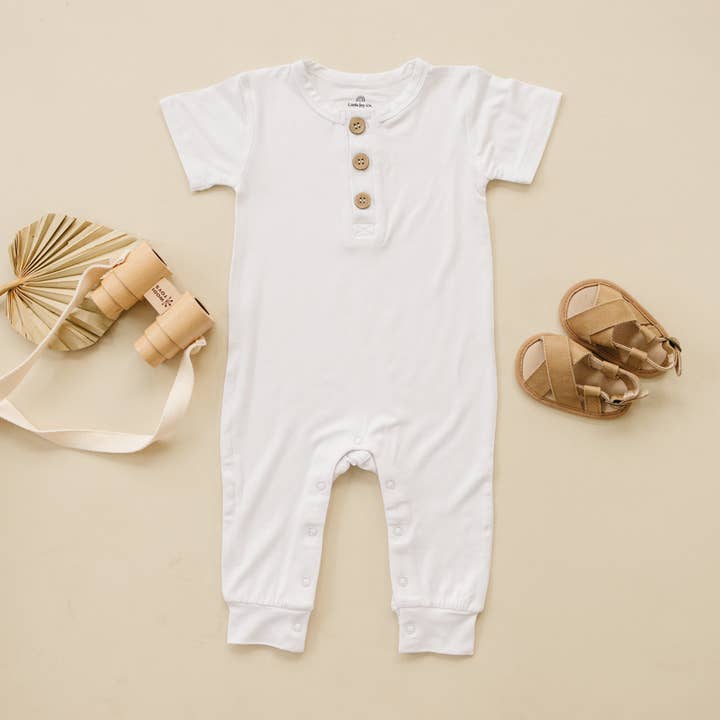 Little Joy Co. - Vendita all'ingrosso Tutina - Neonati - Bamboo Henley Romper - Abbigliamento da neonato e da giorno