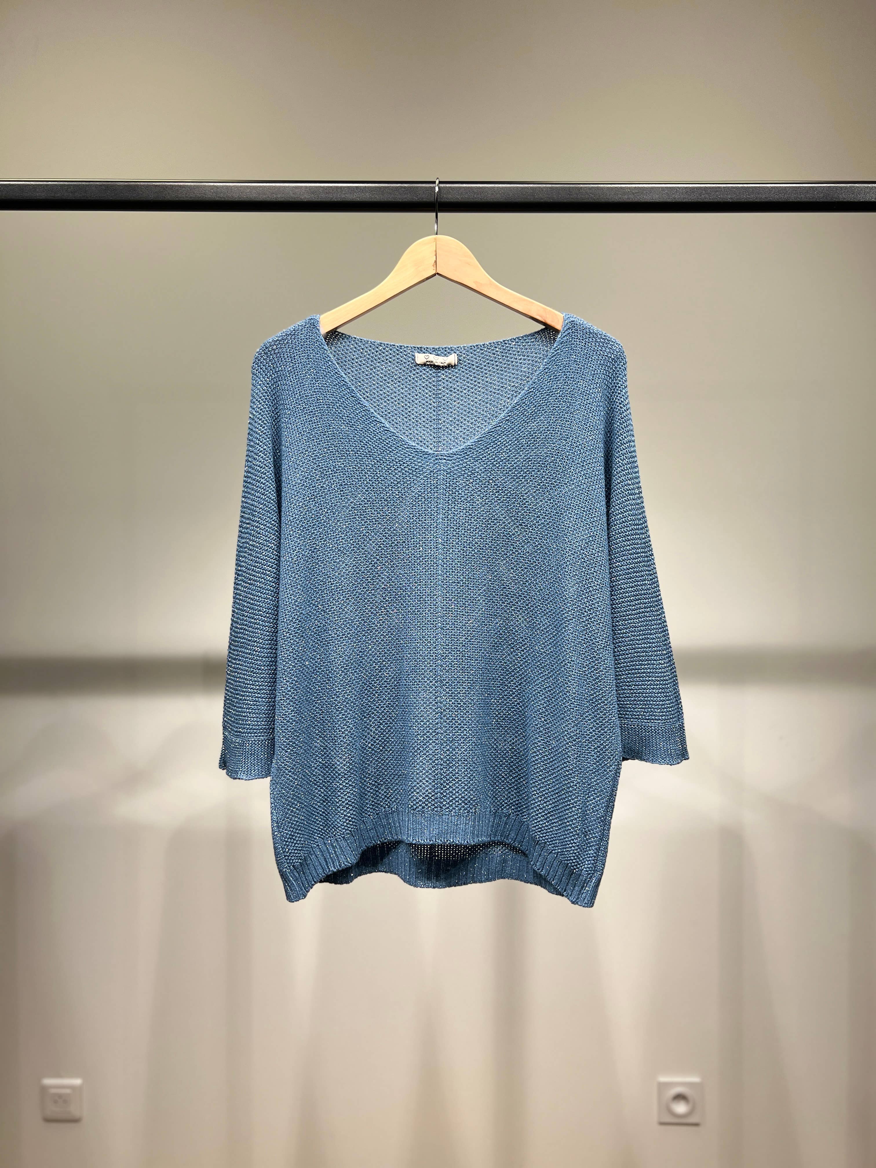 L'Emotion - Wholesale Knit Sweater - Women's - Modal Shiny Thread V-Neck Knitted Sweater14