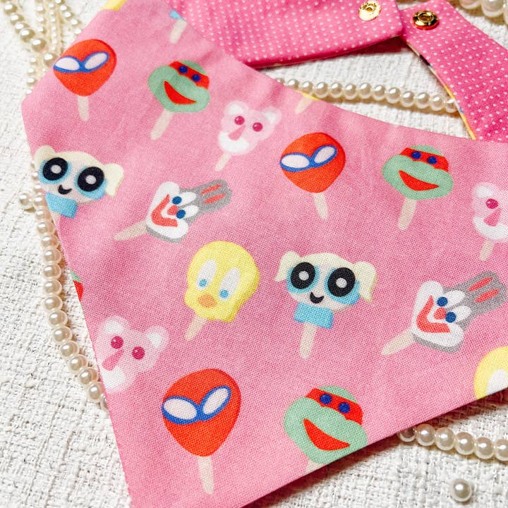 StellaLoo – wholesale Bandana - Hund – Retro Glasspinne Karaktärer Hund Bandana, Vändbar Snäpp På Co7