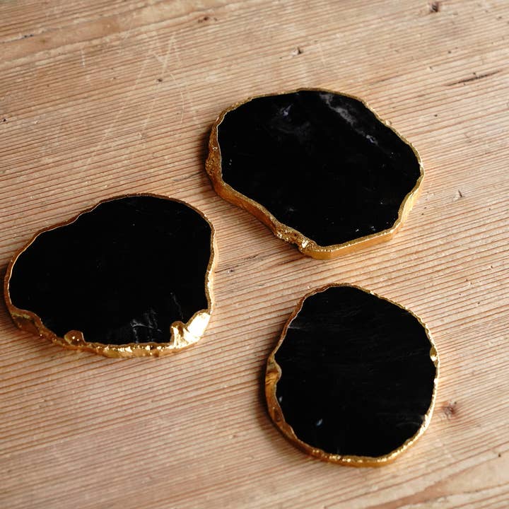 Backwoods Provisions - Wholesale Coasters - Gold Dipped Agate Coasters Dark or Light Coloring