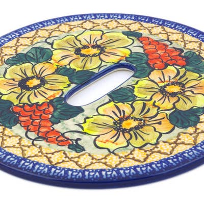 Insert de tabouret 9 ¾ pouces Thème Bouquet coloré UNIKAT pour la vente par Polmedia Polish Pottery