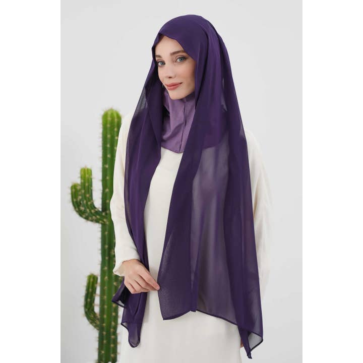 Aisha's Design - Wholesale Hijab – Women’s - Instant Chiffon Shawl Headscarf for Women with Cotton Bonnet Chiffon Turban Cap, Ready-to-Wear Soft Chiffon Shawl Instant Hijab Wrap,PS-4682