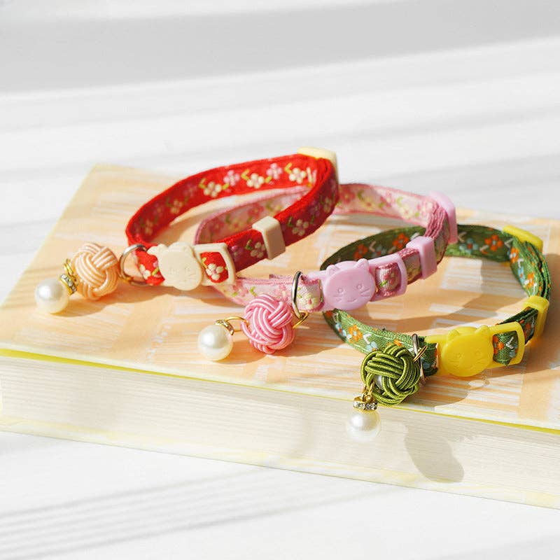 Cheerhunting – Großhandel Haustierhalsband – Katze – Mokka - Katzenhalsband mit Perlenblume8