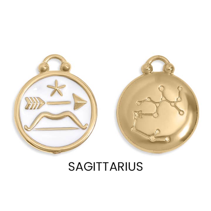 WJW - Wholesale Individual charm/pendant - 18K Gold PVD Stainless Steel Epoxy Filled Zodiac Pendants6