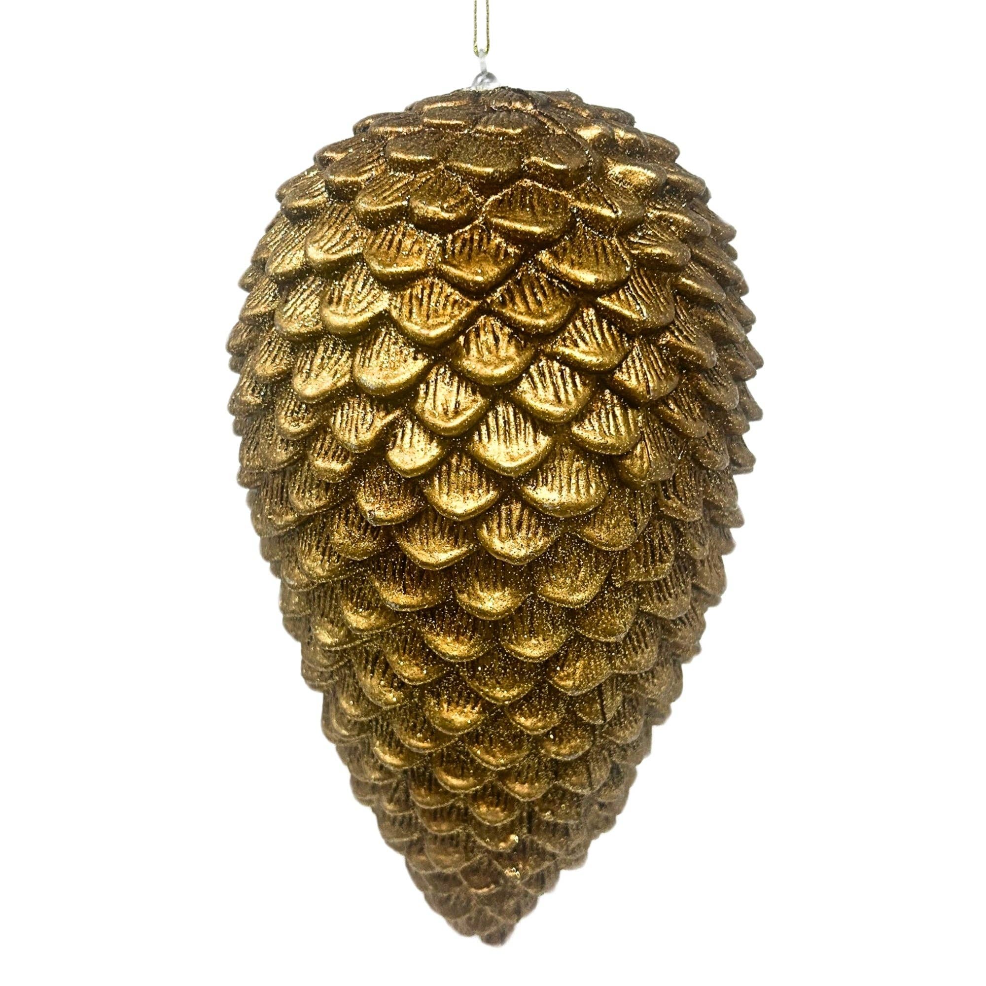 David Christopher's Collection - Wholesale Ornament - Plastic Pine Cone Ornament - Rustic Met. Gold 9"0