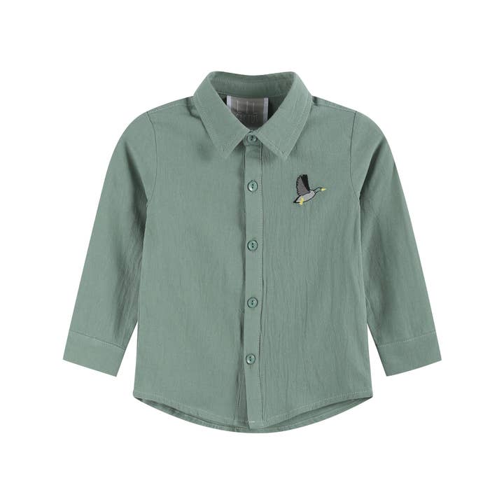 Sage Green Mallard Boys Dress Shirt for wholesale by Lil Cactus