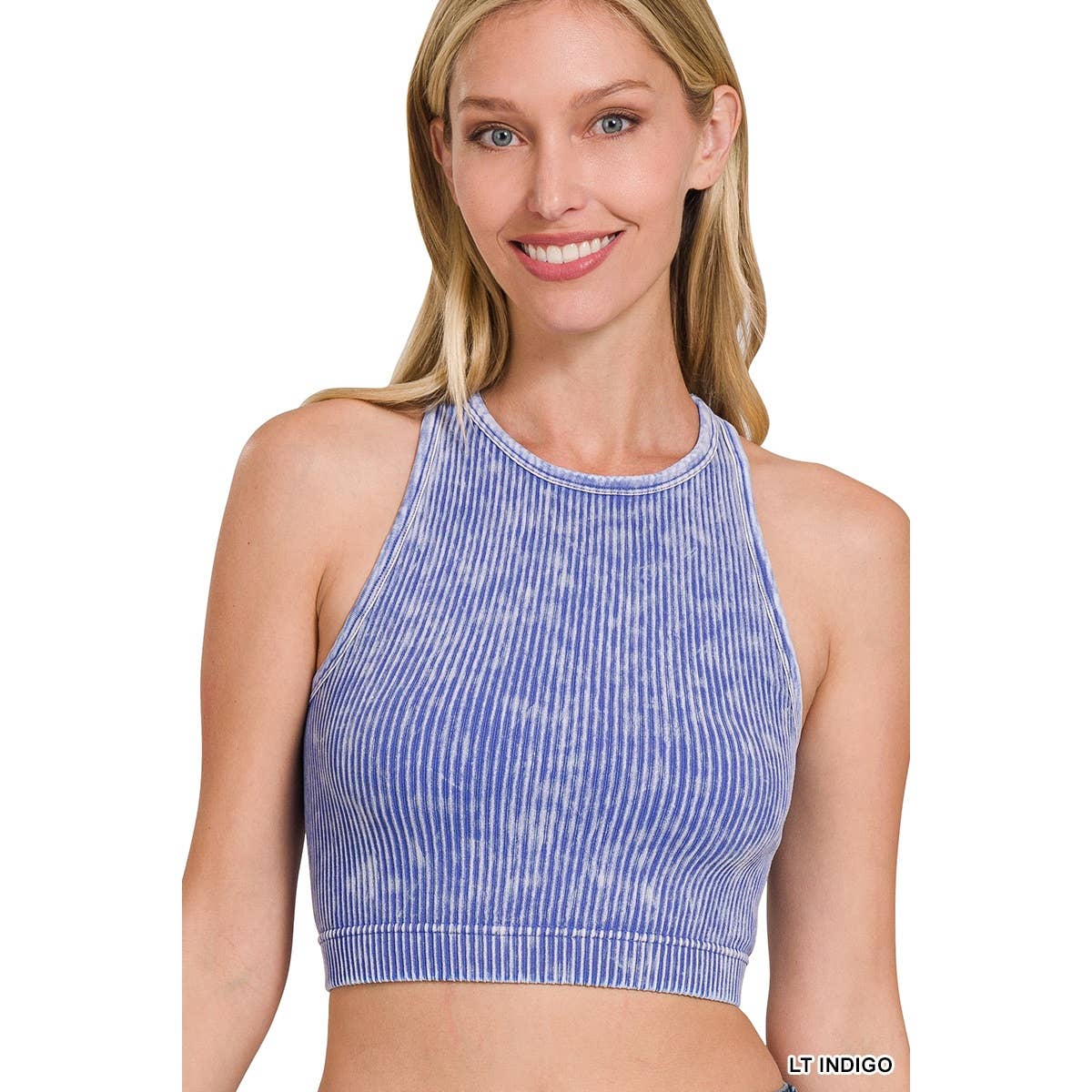 Apolline - Vente Débardeur – femme - HAUT COURT CÔTELÉ DÉLAVÉ SANS COUTURES À DOS NAGEUR10