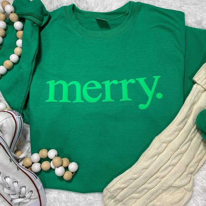 Merry Green Puff Fleece for wholesale by MidWest Tees