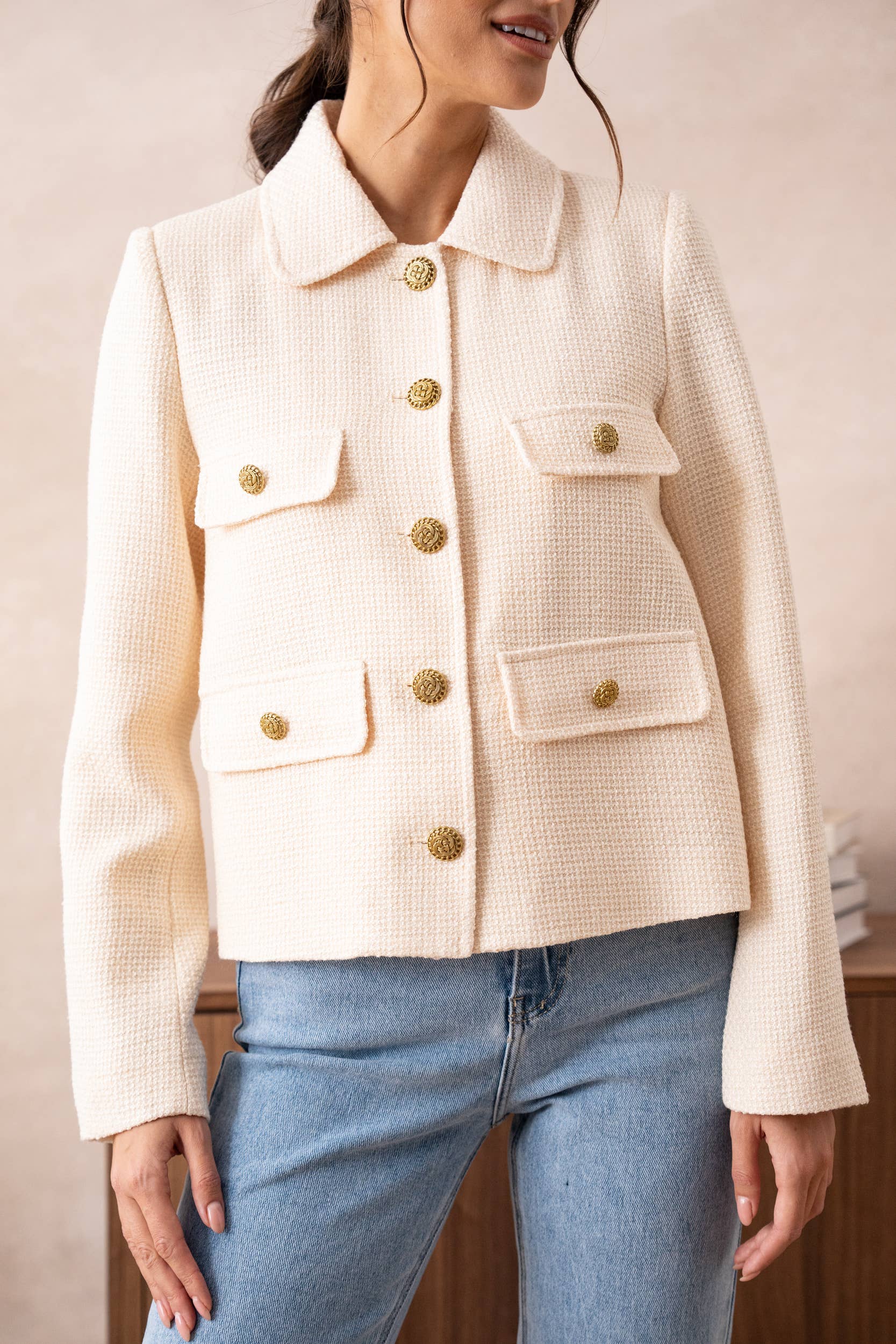 Attentif Paris - Wholesale Jacket - Women's - Straight cut plain tweed jacket32