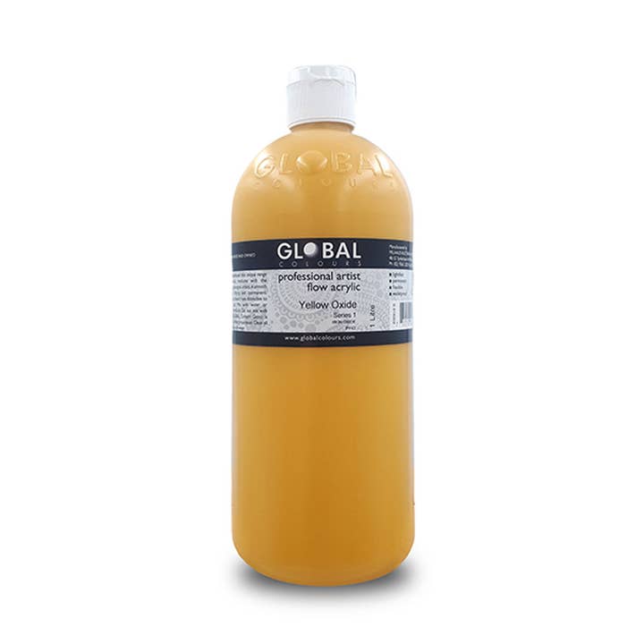 Yellow Oxide (Series 1) - 1 Litre Professional Flow Acrylic for wholesale by Global Colours - Acrylic Artists Paint