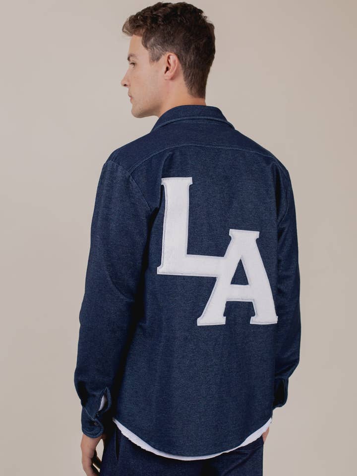 Long Sleeve Indigo Button Down for wholesale by glee + co