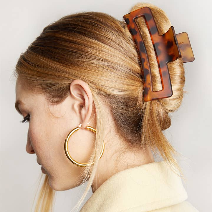 KITSCH - Wholesale Hair Clip - Women's - Recycled Plastic Assorted Claw Clips- Rectangle Open Shape