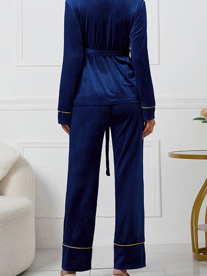 UNISHE - Vente Haut et bas de pyjama – femme - Ensemble de pyjama en velours brodé rose HYG04111