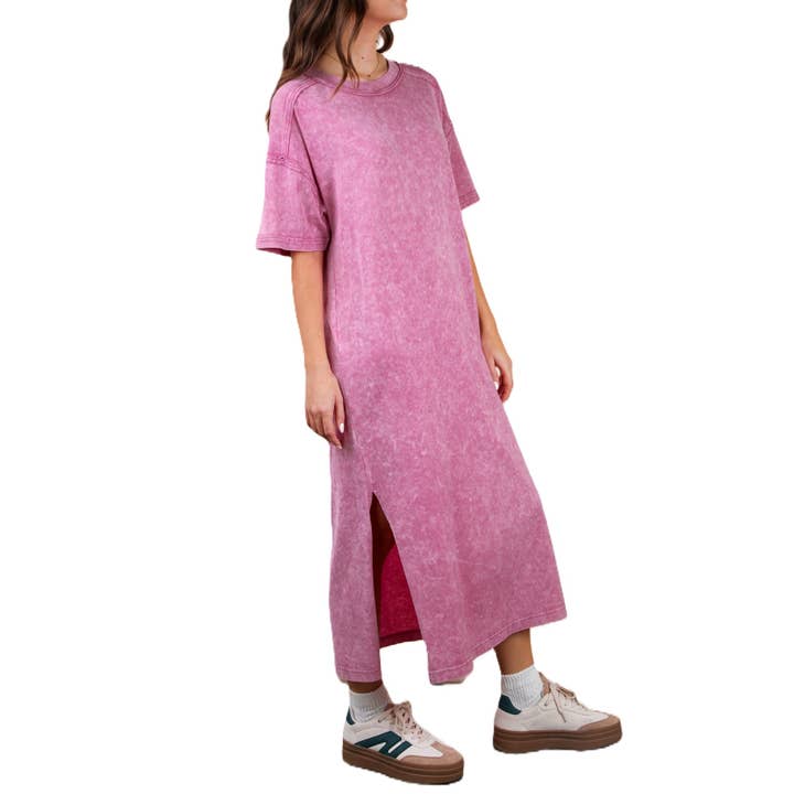 Robe midi décontractée confortable lavée aux minéraux pour la vente par Blue Bunny Inc