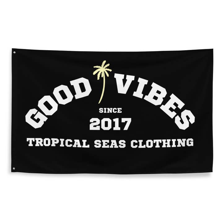 Beachy Good Vibes Flag for wholesale by Tropical Seas Clothing
