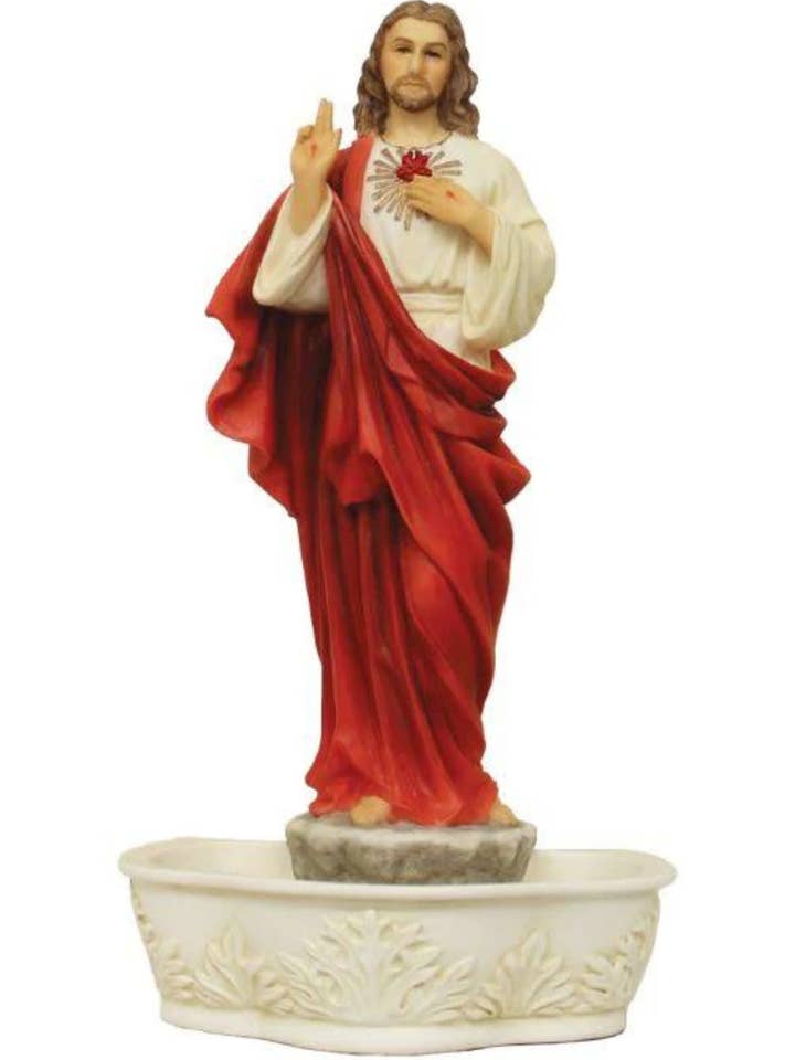 Fonte du Sacré-Cœur de Jésus en couleur 9" pour la vente par Goldscheider of Vienna