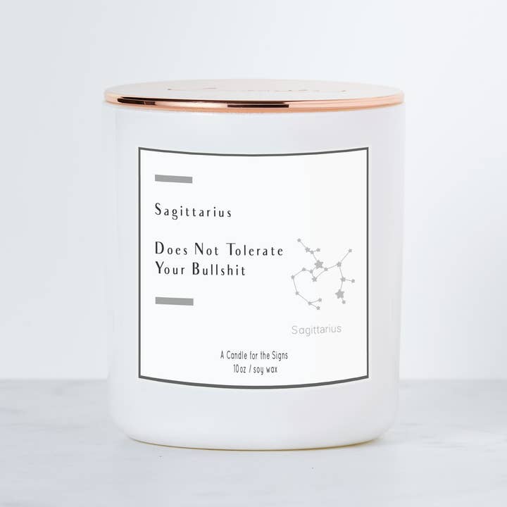 Sagittarius - Does Not Tolerate BS - Luxe Scented Soy Candle for wholesale by Calm Down Caren