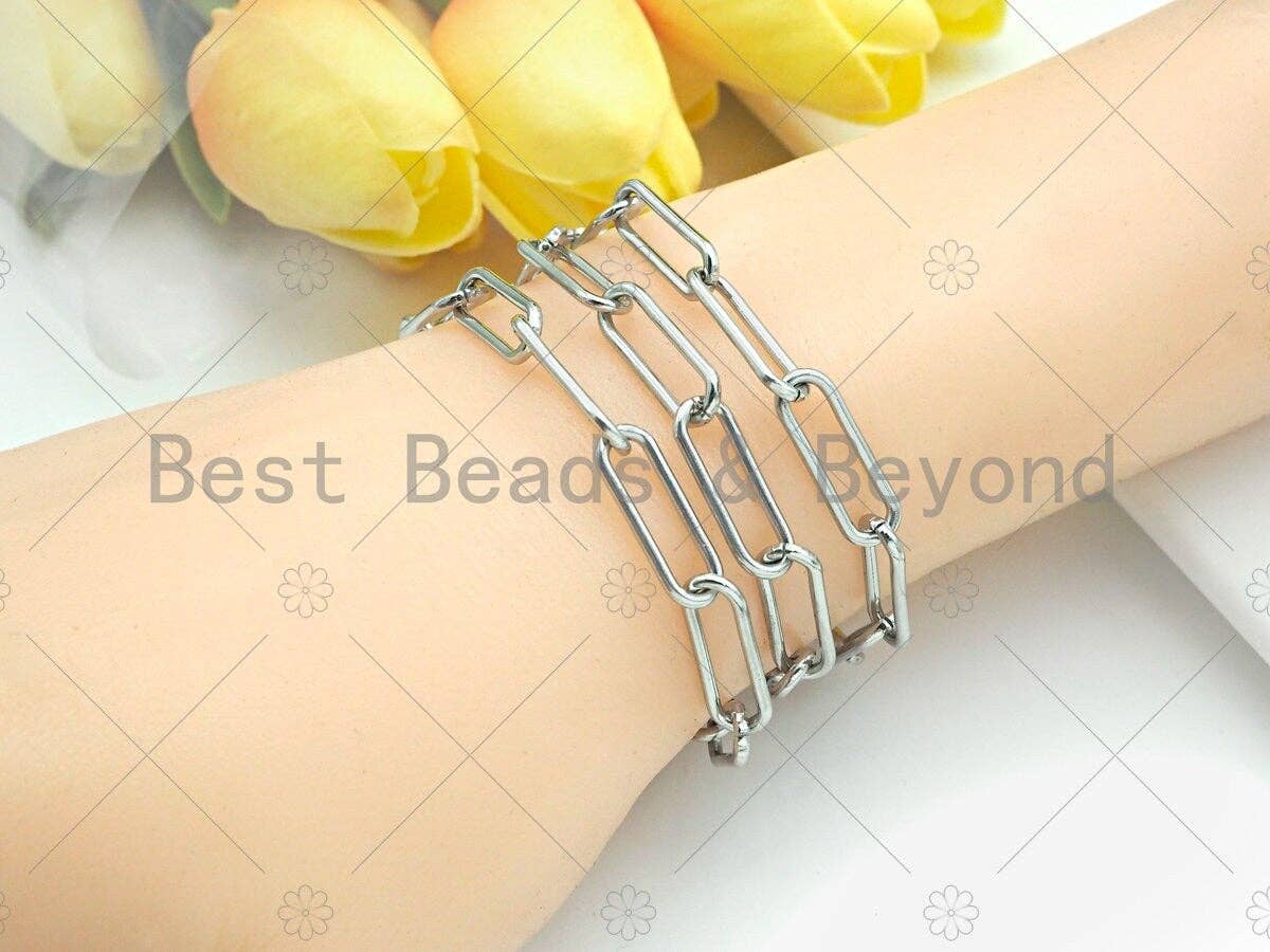 BestBeads&Beyond - Wholesale Link & Chain Necklace - Non-tarnish Stainless Steel Paper Clip Chain, 7x19mm, Antique Silver Color Unfinished Jewelry Chains, Wholesale Chain,sku#A1013