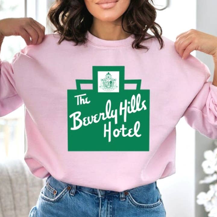 TheKingShirt - Wholesale Graphic Sweatshirt - Women's - Beverly Hills Hotel Crewneck Sweatshirt, Cute Gift For Her0