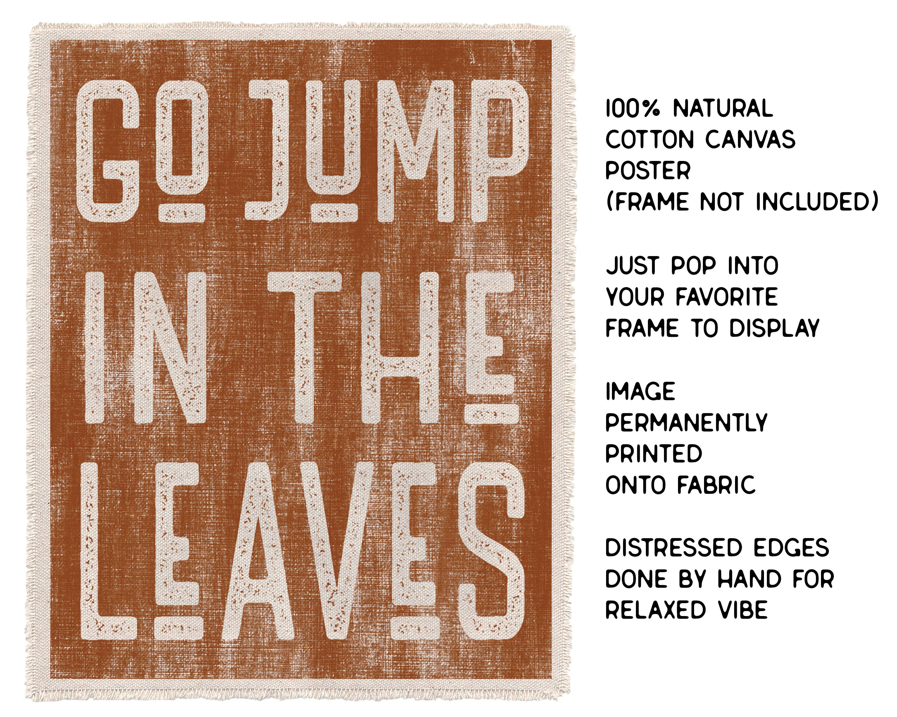 Perfect Day Print Co - Wholesale Art Print - Fall Decor Canvas Art Print, Go Jump In The Leaves Sign 1