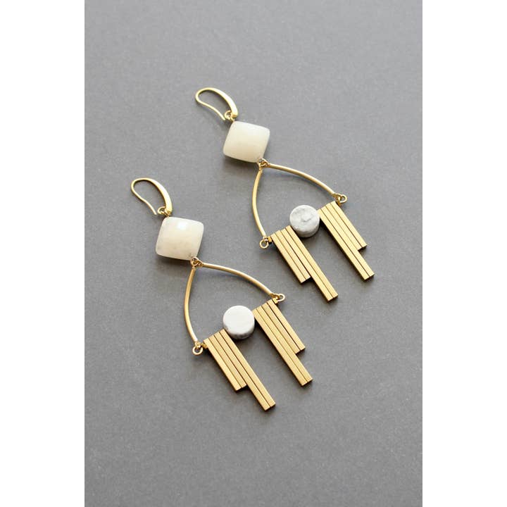 David Aubrey Jewelry – wholesale Hängande örhängen – ISLE52 Kalcit och magnesit Artdeco örhängen2